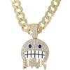 Jpltlvy Collana da uomo con ciondolo a forma di faccina sorridente, stile hip hop, con strass, idea regalo per streetwear urbano