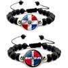 ZENRUIMING 2 braccialetti con perline nere con bandiera della Dominica, corda elastica nera creativa con perline, braccialetto bandiera della Repubblica Dominicana, souvenir da viaggio, One Size