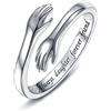 Wonvin Collection Anello da donna in argento Sterling 925, con scritta I Love You Forever Love You Mother, idea regalo per sorelle e sorelle, con incisioni e mani aperte, idea regalo