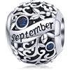 Yashuo Ciondolo in vero argento Sterling 925 con perline di buon compleanno, 12 colori, per braccialetti Pandora, anniversario, festa della mamma, gioielli