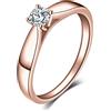 JewelryPalace Anello Donna in Tre Ori Argento 925, Diamante Simulato per Fidanzamento, Anniversario, Matrimonio - Solitario con Promessa