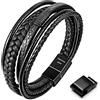 Speroto Bracciale da Uomo in Pelle Premium Nero/Marrone, Chiusura Magnetica in Acciaio Inossidabile, Idea Regalo per Uomo/Donna