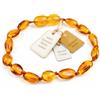 SilverAmber Jewellery SilverAmber - Cavigliera in ambra baltica color cognac, realizzata a mano, 100% vera ambra a forma di fagiolo, qualità premium, dimensioni 12-26 cm, 12 cm, Tessuto, Ambra