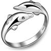CHABER Anello D'argento Sterlina 925 Reale Anelli Di Apertura Del Delfino Animale Dolce Per Le Donne Regalo Della Signora Dell'ufficio Fine 925 Gioielli