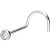 PIERCINGLINE Piercing da naso a spirale in oro 750, 18 carati, cristallo da 2,2 mm, colore a scelta