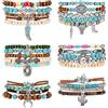 Mikovivi 28pz Braccialetti Western per Donne, Elastico Ciondoli Boho Set Bracciale Turchese Perla Cowgirl Gioielli Abiti Concerto Country