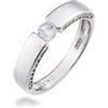 Sakrami Anello Donna Argento 925 Rodiato con Zircone Centrale e Pavé Laterale - Scatola Personalizzabile con Dedica Incisa - Gioiello per Anniversario, Matrimonio o San Valentino