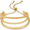 LILIE&WHITE Bracciale Regolabile Placcato Oro - Elegante Bracciale Donna con Design Minimalista e Chiusura Scorrevole