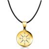 SoulCats Soul-Cats Ciondolo a forma di bussola in acciaio inox con rosa del vento in oro, argento o nero, a scelta con catena a maglia barbazzale in acciaio inox o collana in pelle, per uomo e donna