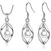 HCMA Set di gioielli in argento 925 Collana di gocce d'acqua con torsione di perle + Orecchini per gioielli da donna Regalo di gioielli da sposa