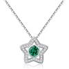 Qings Pietra Portafortuna Stella Collana in Argento Sterling 925 Fortunato Stella Ciondolo Collana Collane con Zirconi Cubici Regalo di Compleanno per Ragazze Donna