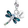 Rimgoris 925 Argento Sterling Charm Donne Bracciali Collana Lucciola Bagliore di Notte Solido Coniglio Cuore Rosa Giorno della Mamma Uovo di Pasqua Libellula Smalto Libellula Uccello Colibrì