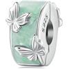 Fanona Clip Stopper per Pandora Bracciali-925 Argento Sterling Clip smalto verde a forma di farfalla Clip Spacer Bead-Regalo gioiello per donne