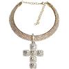 Niaspi Collana girocollo con croce di strass per donne e ragazze a strati Huggie Cubic Zirconia regolabile Neckalces esagerato grande cristallo CZ ciondolo a croce girocollo moda religiosa collana