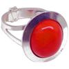 Generico Coralli di Sardegna Anello in Corallo Rosso Cabochon da 10x12mm. Montatura in Argento Misura Regolabile