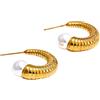 Zayka Jewelry Orecchini donna grandi a bottone in acciaio inossidabile placcati oro 18K