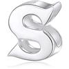Fantasticharm fits Pandora Bracelet Charm con lettera dell'alfabeto, A, in vero argento Sterling adatti per braccialetti Pandora Letter S