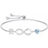 Turandoss Braccialetto Infinity da donna e ragazza, placcato in oro bianco 14 carati, con zirconia cubica, regolabile, con lettere dalla A alla Z, regalo di compleanno per donne, ragazze, fidanzate