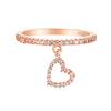SONGK Anello di Fidanzamento Nuziale in Oro Rosa con Ciondolo a Forma di Cuore Femminile Carino Piccolo FEDI Nuziali Vintage per Le Donne