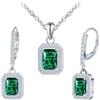INFINIONLY Parure di gioielli con pietre preziose verde da donna, Collane ciondolo e Orecchini in Argento 925, Set di gioielli con zirconi taglio a smeraldo, Gioielli moda per matrimoni e quotidiano