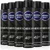 NIVEA MEN DEEP Deodorante spray anti-traspirante (250 ml, confezione da 6), deodorante anti-traspirante da uomo, Deep Dry & Clean 48H Black Charcoal Deodorante spray da uomo