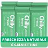 Chilly Salviettine Delicate, Salviette per l'Igiene Intima, Azione Delicata, Tessuto 100 % Biodegradabile, Ottimi Fuori Casa, PH 5 Delicato, Clinicamente Testato, Confezione da 6 Pezzi