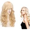 YEAPEAK Parrucche lunghe 60 cm,bionde,parrucca bionda da donna, parrucca bionda lunga,bionda wig bangs,parrucche ondulate lunghe con frangia,parrucca da donna,bionda lunga,per riunioni quotidiane,Carnevale