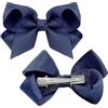 LECTNORE 2 fermagli per capelli con fiocco, 7,6 cm, con clip a becco d'anatra, per bambini, ragazze, donne (blu scuro)