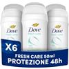 Dove Deodorante Stick, Fresh Care, Deodorante Antitraspirante in Stick, Protezione Fino a 48 Ore, con 1/4 di Crema Idratante, Formula Delicata, Deodorante Uomo e Donna, 6 Pezzi da 50 ml