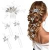 Qkepcy Set Di 5 Mollette Per Capelli Con Fiori E Perle Accessori Per Acconciature Eleganti Fermagli Per Capelli Da Sposa Decorazioni Per Capelli Da Cerimonia Mollette Per Capelli Dorate