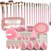 Generic Set di 42 pennelli da trucco, kit per fondotinta, cipria, correttori, ombretto, fard, pennelli da trucco, rosa