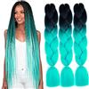 colorful panda Colorfulpanda Ombre Black Braiding Hair 24, Ombre Jumbo Braid Hair Extension High Temperature Fiber 3pcs/Lot 100g/pc For Crochet Twist Braiding Hair (24-60cm, Nero/ciano)