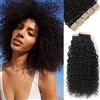 YDDM Capelli Veri Biadesivo Kinky Curly Tape In Hair Extensions - Neri Naturali 12 Pollici 40 Pezzi 60 Grammi - Invisible Human Hair per Donne