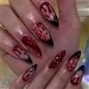 MouyouGlow Unghie Finte Corte MouyouGlow,Mandorla Halloween Nero French Vampire Blood