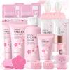 OPEIXSAYKOC Kit per la Cura della Pelle Sakura 23 Pezzi,Include Detergente,Tonico,Siero Contorno Occhi,Siero,Crema Viso,Maschera all'argilla,Maschera per Dormire,Set Skincare Viso Completo per Ragazze e Donne
