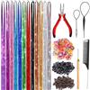 DUFYOC Kit Tinsel Capelli 12 Colori 123cm, Extension Capelli Glitter con Pinza e Microring, Ciocche Colorate Brillanti per Bambine e Donne, Set Completo per Feste, Cosplay e Acconciature