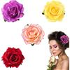 EAVUYIS 4 Pezzi Fermaglio Capelli Donna Elegante a Forma di Fiore, Fermagli per Capelli Colorati per Matrimonio e Mare, Accessori Capelli Donna, Clip Capelli Fiori - Rosso, Rosa, Viola, Giallo