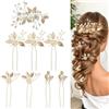 Alyxen Forcine Capelli Sposa,8 Pezzi Fermaglio Capelli Sposa,Fermagli Per Capellis Da Cerimonia,Perle Con Fiori Foglie Accessori Sposas,Per Donne E Ragazze,Accessori Capellis Cerimonia