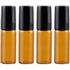 GGUFAY 4Pcs Roll On Vuoto per Oli Essenziali con Sfera in Acciaio Inossidabile, 5ml Marrone Roll On Vuoto per Profumo, Olio Essenziale, Aromaterapia
