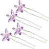 COMPUKAS 4 Pezzi Forcine a U Decorate con Pietre per Sposa e Cerimonia Elegante | Lega con Pietre Decorative, Colore Porpora, Uso Pratico e Facile, Adatte a Damigelle e Spose in Occasioni Formali