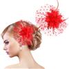 MWOOT Fermaglio per Capelli Fiore di Piume, 1920 Piume Fiore Mollette Capelli, Rosso Fascinator Copricapo Mesh per Donna, Retrò Accessori per Capelli per Cocktail Nozze Festa del Tè