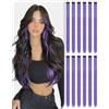 RUWISS Extension Capelli Viola Clip 12 Pezzi Colorati Posticci per Donna | 55 cm Extension Capelli Sintetici Colorati - Facili da Indossare, Resistenti, Perfette per Carnevale, Festa e Halloween