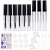 Kare & Kind 9pz Tubetto Mascara Vuoto Ricaricabile, Flacone Eyeliner, Fiala Lip Gloss - Contenitore con Bacchette, Pennelli, Inserti in Gomma, Mini Contagocce e Mini Imbuto - Etichette Incluse
