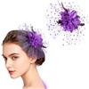 MWOOT Fermaglio per Capelli Fiore di Piume, 1920 Piume Fiore Mollette Capelli, Viola Fascinator Copricapo Mesh per Donna, Retrò Accessori per Capelli per Cocktail Nozze Festa del Tè