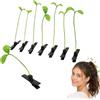 Gammaeon Set di 9 fermagli per capelli ecologici con motivo erba, look naturale, con germogli di soia, accessori divertenti per coda di cavallo e trecce