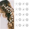 SUBTAVIK 20 mini fermagli per capelli a forma di fiore, fermagli per capelli con strass, accessori per capelli per donne e ragazze, mini mollette per capelli, per uso quotidiano, feste e matrimoni (bianco)