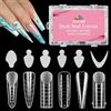 EBANKU 288 pezzi di gel di estensione per unghie in poli e 76 cuscinetti adesivi in silicone con sistema duetto a doppia forma, Stiletto bara PolyGel Forms Full Cover Nail Mold Tips, 6 stili in scala