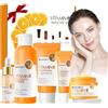 HASAIKA® Kit per la Cura Della Pelle alla Vitamina C, Crema Rassodante Idratante per la Pelle, con Detergente, Toner, Crema Viso, Siero per Donne,per una Pelle Luminosa e Radiosa