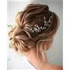 Wedity Sposa Sposa Strass Capelli Vite Fascia Argento Nuziale Foglia Capelli Pezzo Accessori per Capelli Feste per Donne e Ragazze