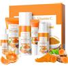 Weixinbuy Turmeric Vitamina C Skin Care Set 5 in 1 per la cura del viso da donna con curcuma, detergente per il viso, siero, crema per gli occhi e crema per il viso, tono della pelle uniforme, set regalo da